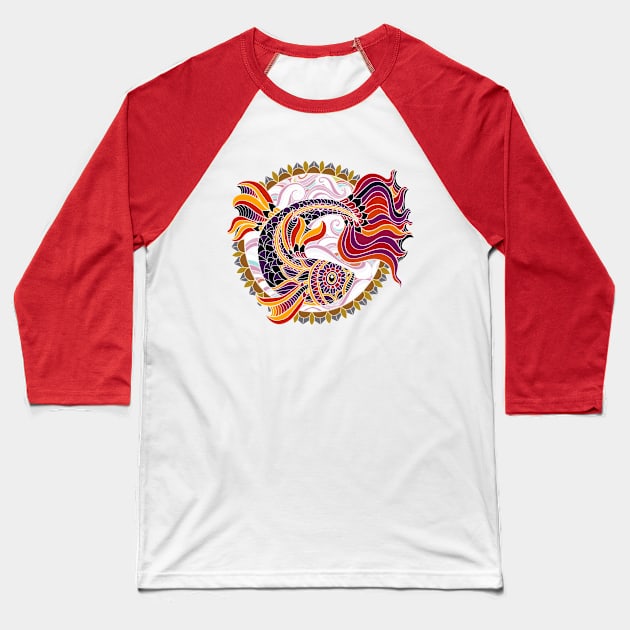 Artistic Fish Design Baseball T-Shirt by AlondraHanley